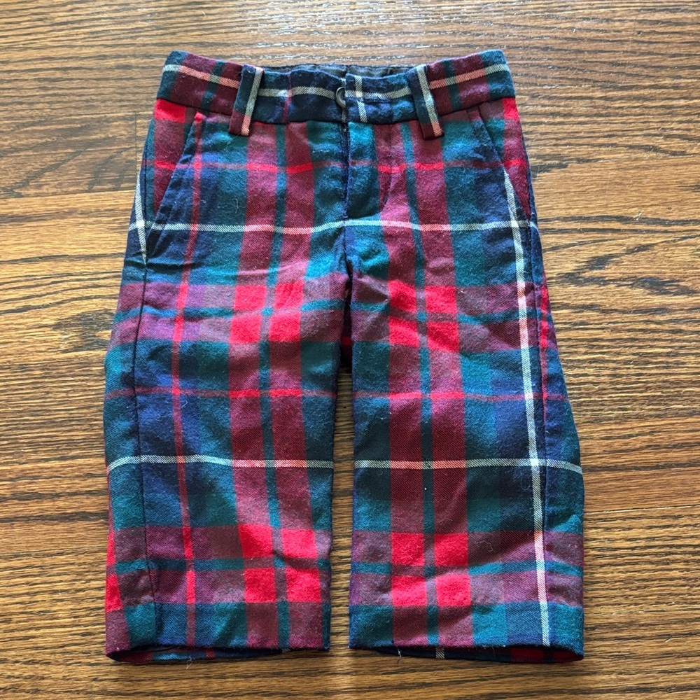 Janie and Jack Red Tartan Plaid Wool Pants, Size 6-12 month